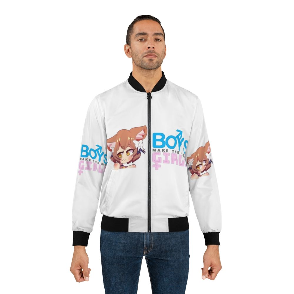 Anime-inspired bomber jacket with "Trap" design featuring Felix Argyle character - Lifestyle