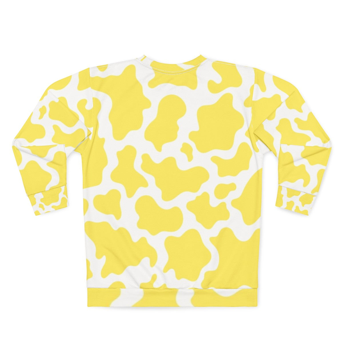 Yellow cow print sweatshirt with textured animal skin pattern - Back