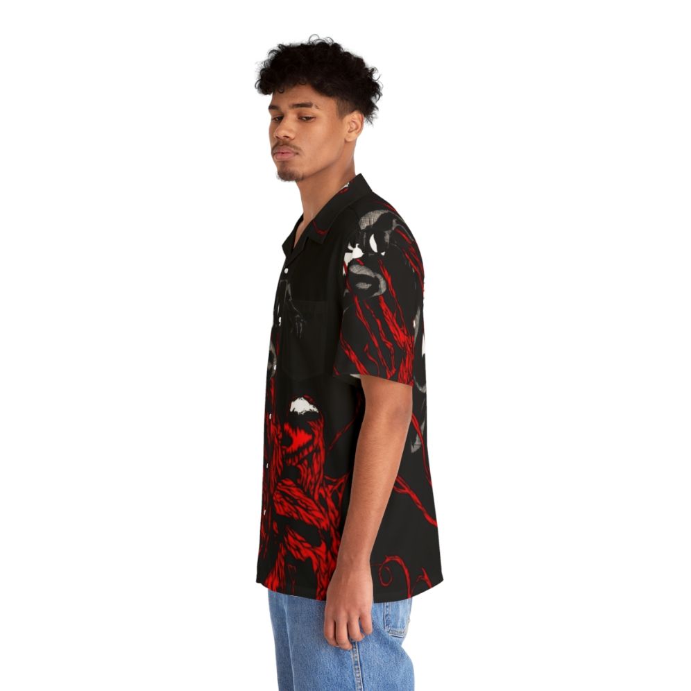 Carnage Hawaiian Shirt with Spiderman Inspired Marvel Comic Book Superhero Design - People Left