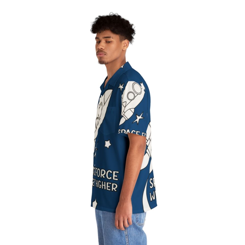 Stranger Things Space Force Hawaiian Shirt with Outer Space and Sci-Fi Design - People Left