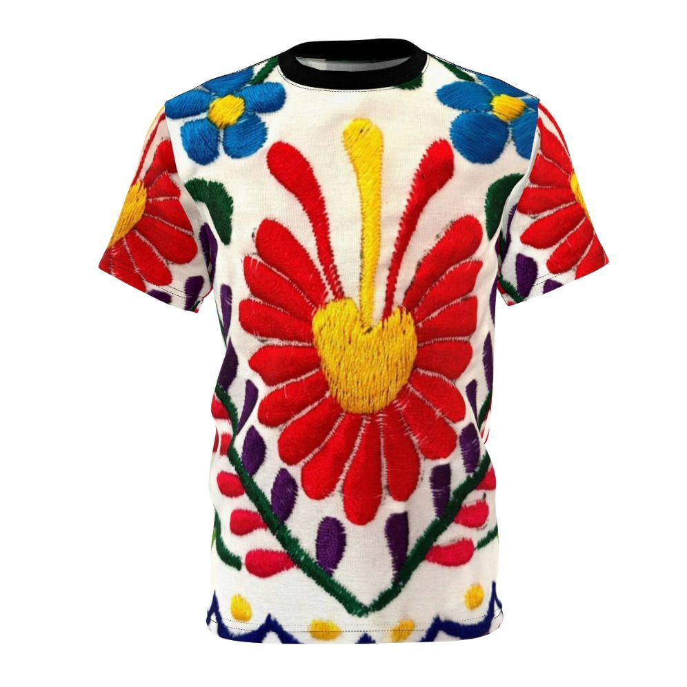 Beautifully detailed Mexican-inspired floral design on a high-quality t-shirt.