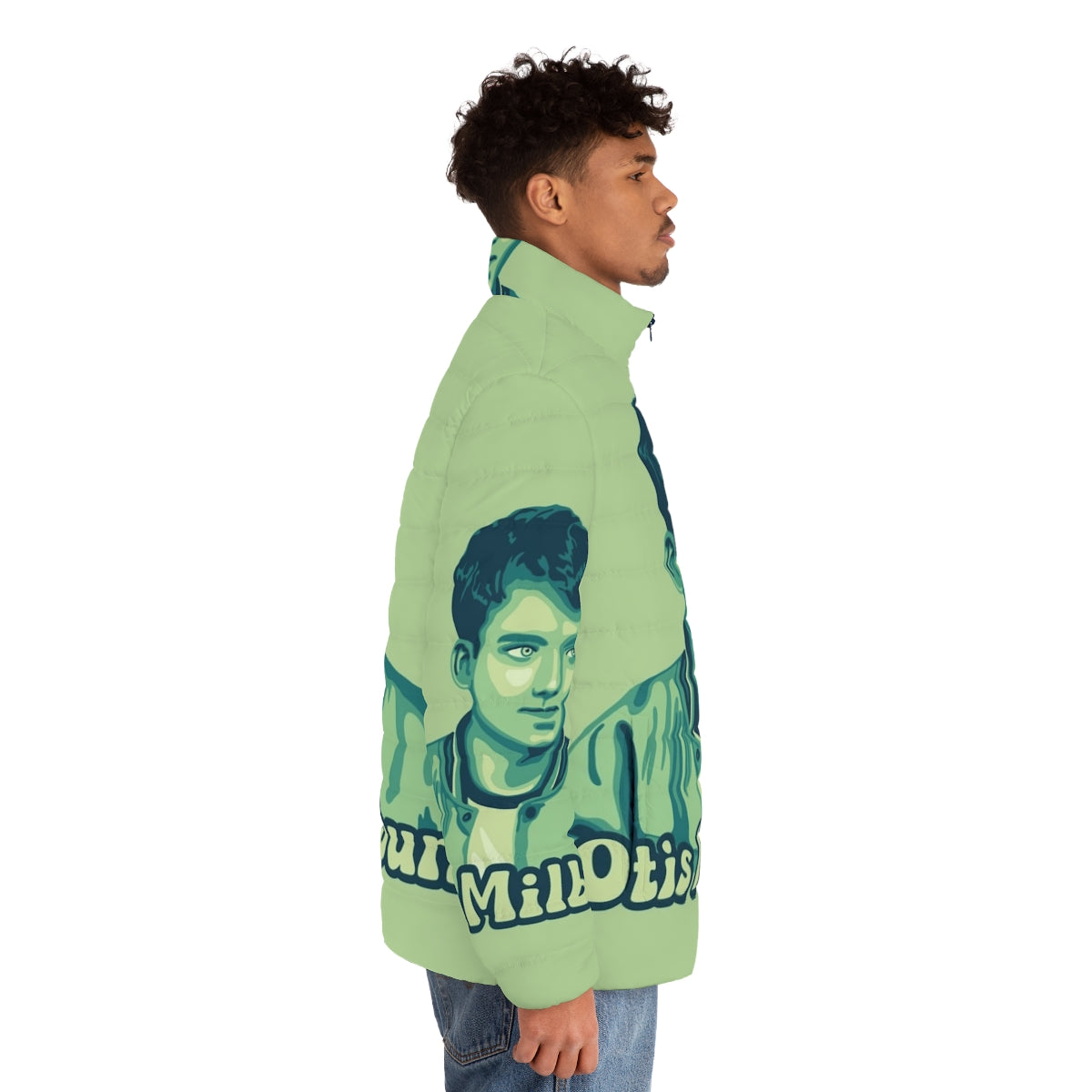 Otis Milburn wearing a green puffer jacket from the Netflix series Sex Education - men side right