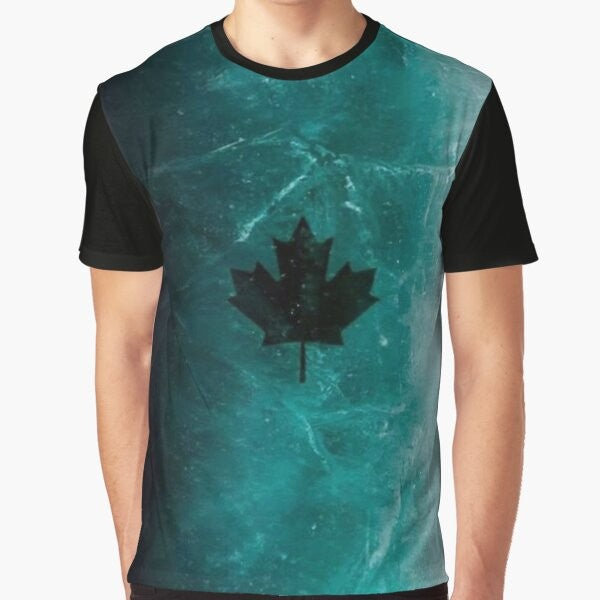 Icy graphic t-shirt with a frozen, crystal-like pattern