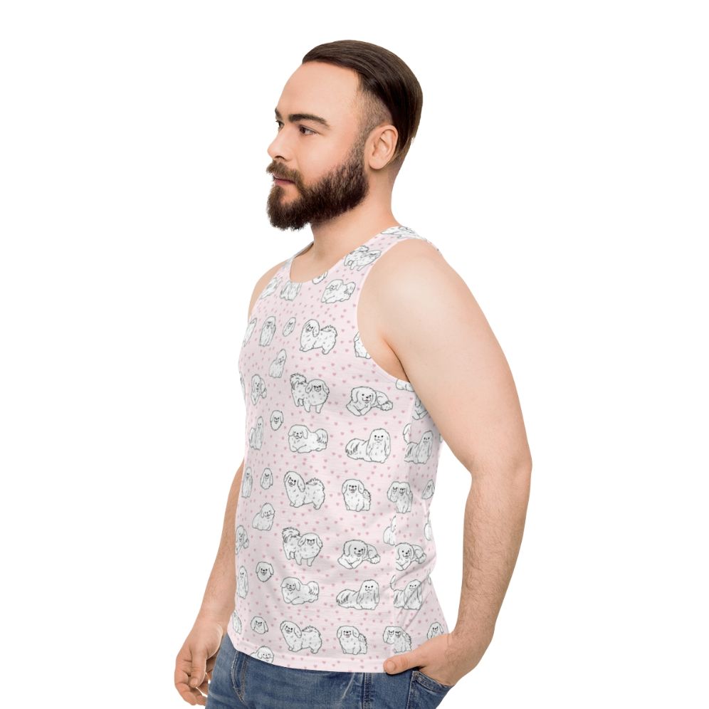 Pekingese dog illustration on a unisex tank top - men side