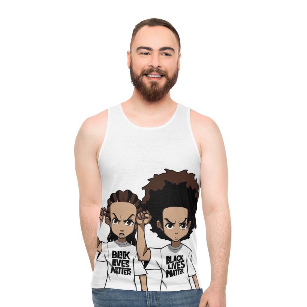 Riley and Huey Freeman Protesting Black Power Fist Unisex Tank Top - men