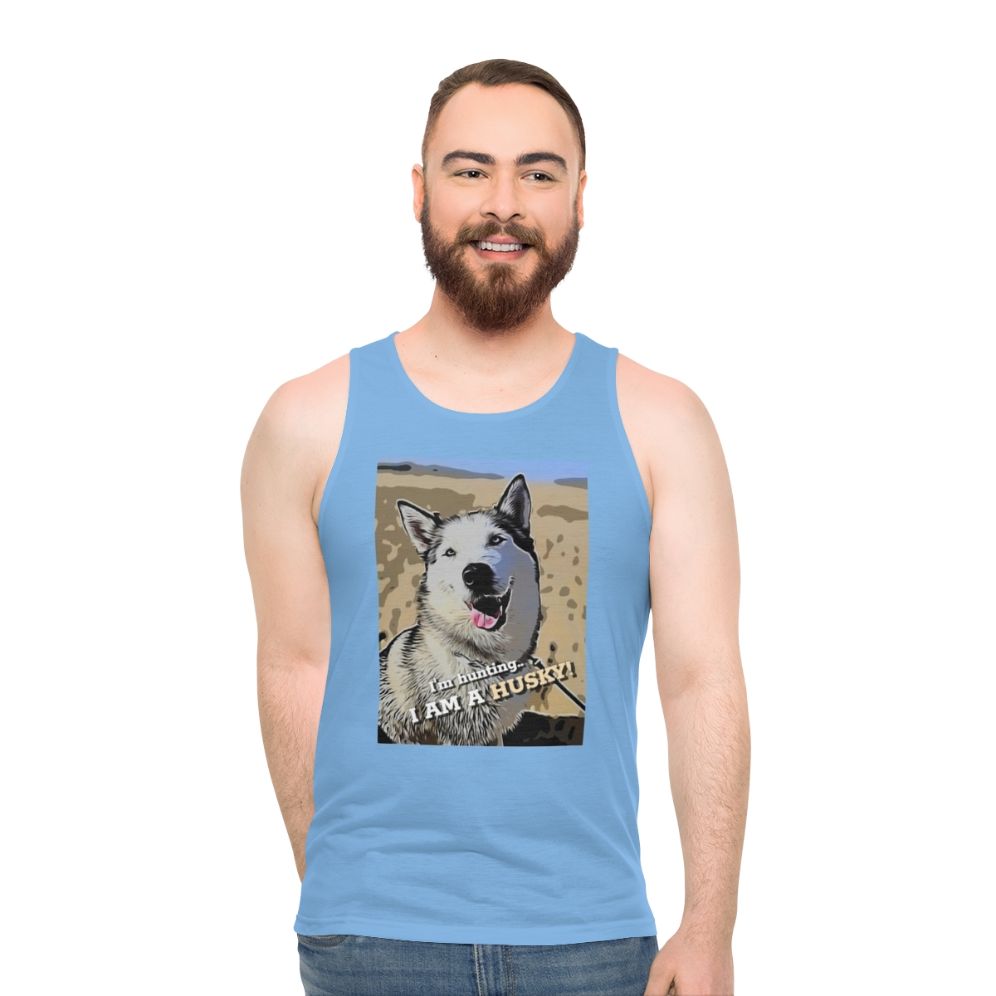 Siberian Husky wearing Unisex Tank Top - men