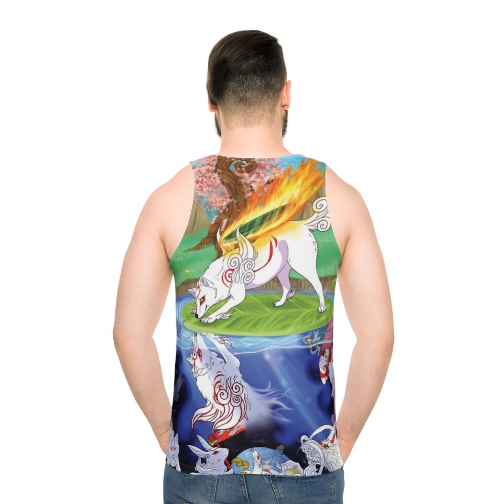 Unisex wolf-themed tank top with "More Than It Seems" graphic - men back