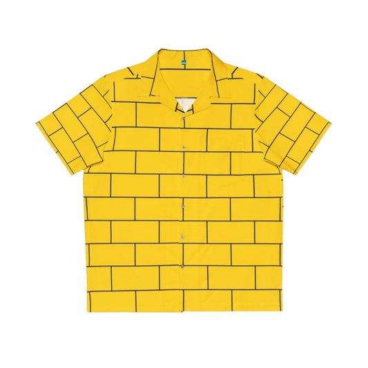 Yellow Hawaiian shirt with brick pattern design