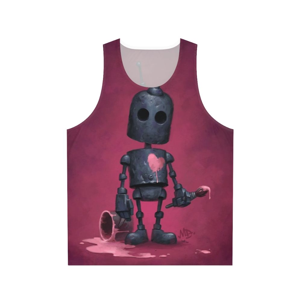 Unisex artist tank top featuring a cute robot with a paintbrush