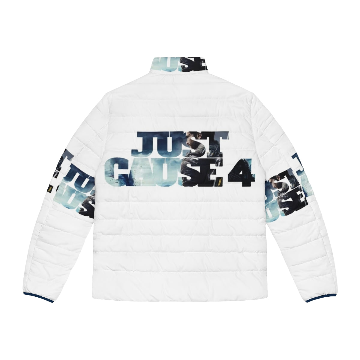 "Just Because You're Better Than Me" puffer jacket, featuring a music-inspired design for a trendy, urban look. - Back