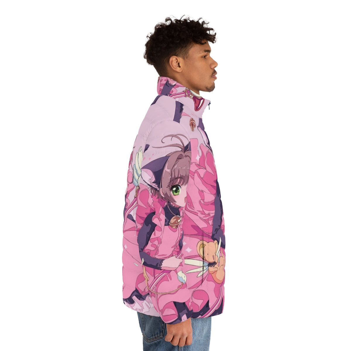 Cardcaptor Sakura Kawaii Cat Puffer Jacket with Anime-Inspired Design - men side right