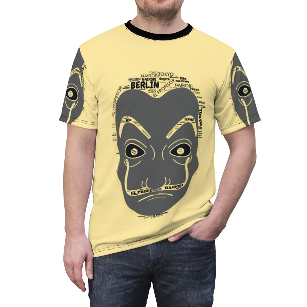 Dali mask t-shirt inspired by the popular TV series Money Heist - men front