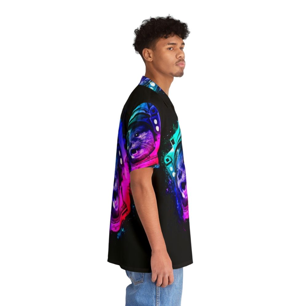 Otter Space Hawaiian Shirt with Galaxy Print and Rainbow Colors - People Pight