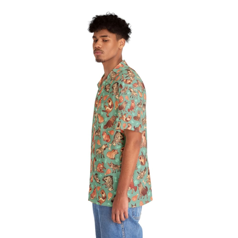 Hyena print Hawaiian shirt with a vibrant tropical pattern - People Left