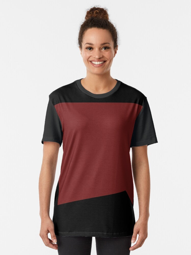 Star Trek The Next Generation Command Uniform Graphic T-Shirt featuring the iconic red uniform design - Women