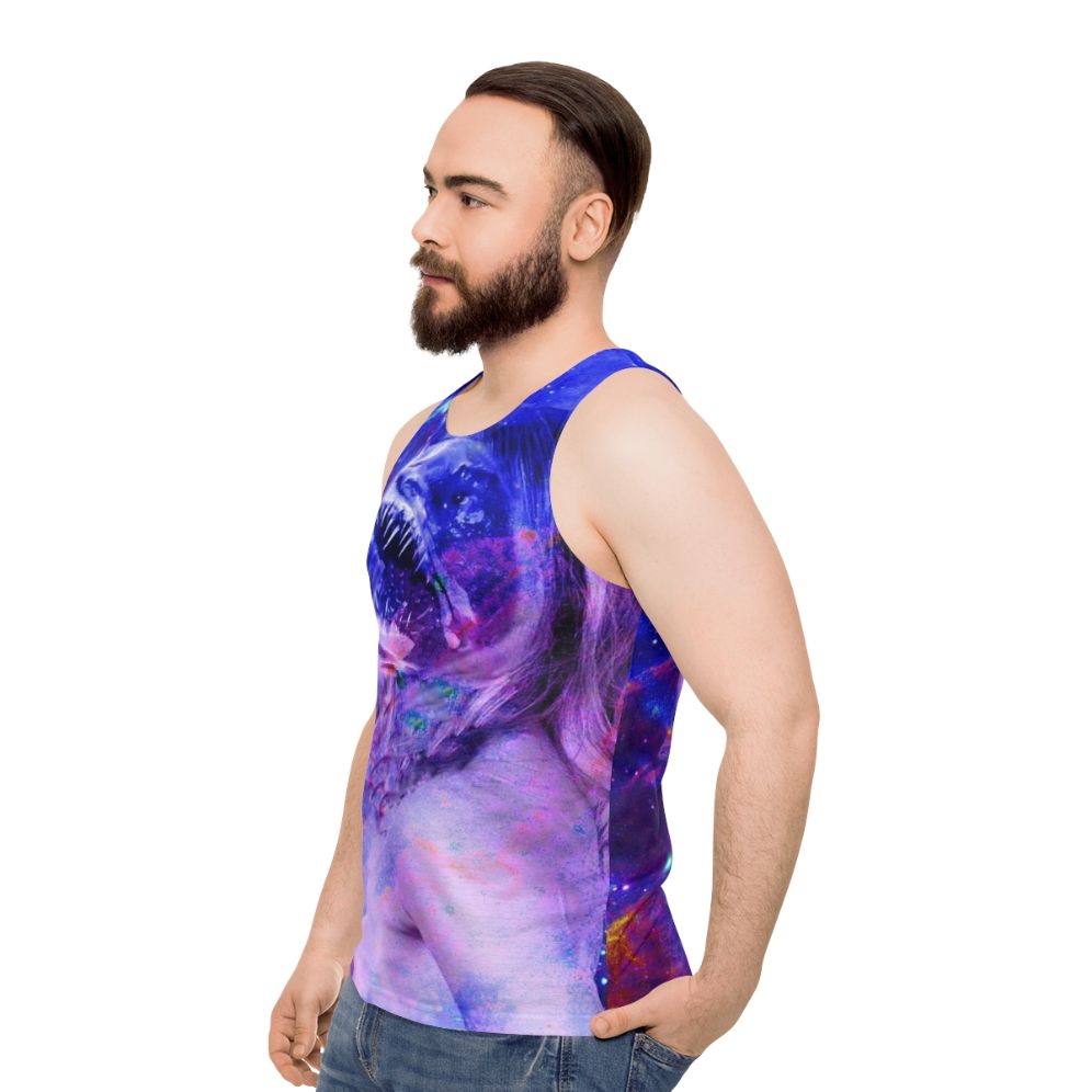 Unisex Ikaroa fantasy tank top with nature-inspired designs - men side