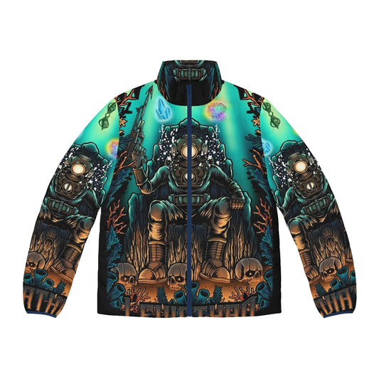 Custom Leviathan Diver Puffer Jacket with unique zombie and monster design