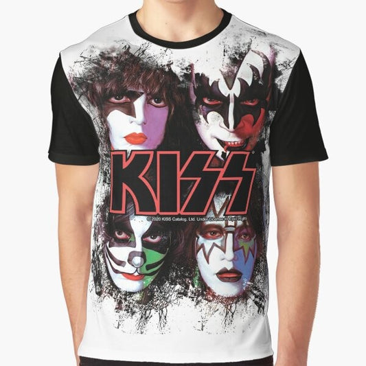 KISS® band members faces with a brush effect graphic t-shirt design