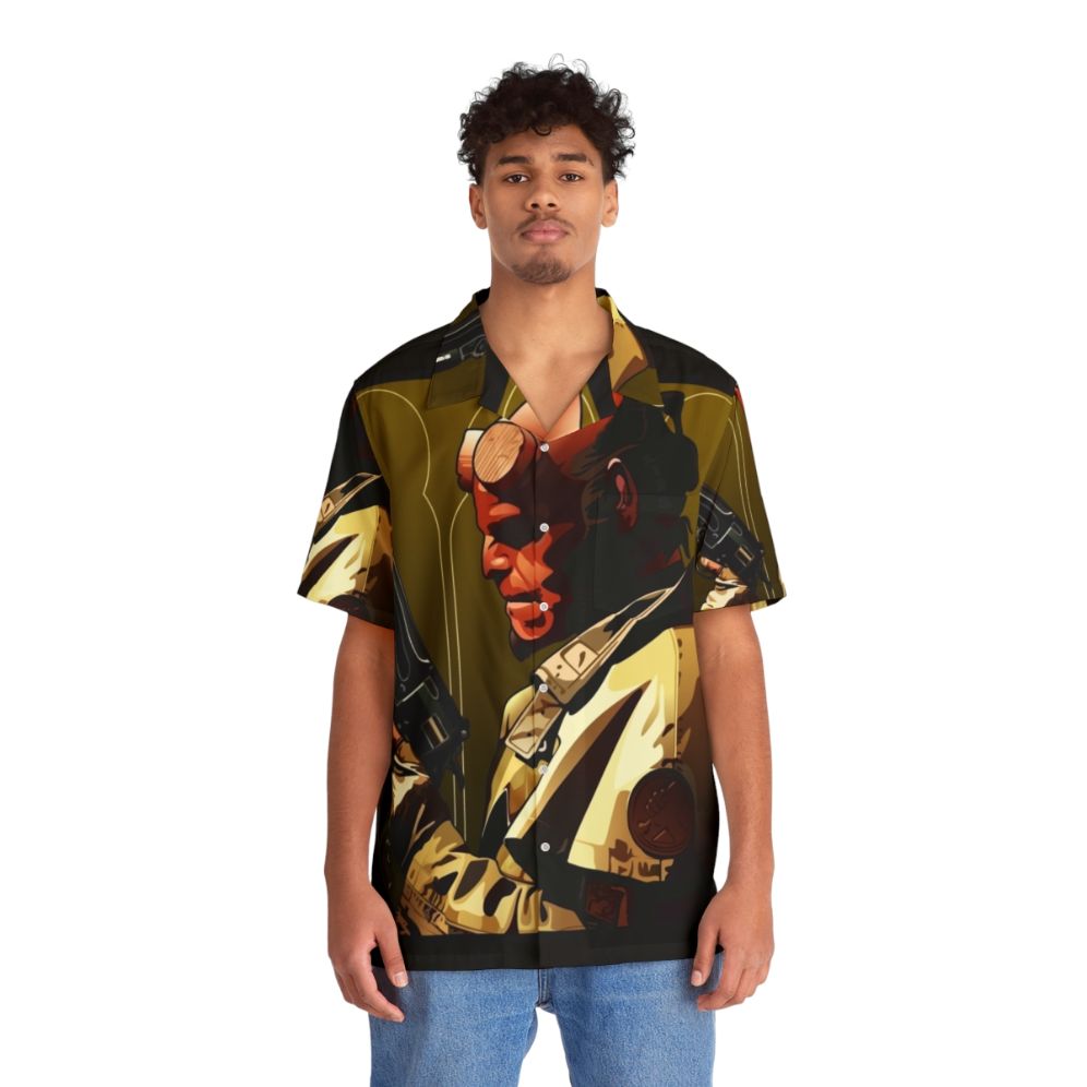 Hellboy Hawaiian Shirt featuring the iconic comic book character - People Front