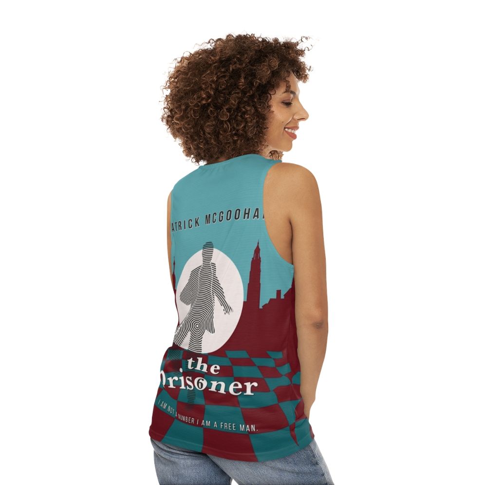 The Prisoner Unisex Tank Top featuring Patrick McGoohan as Number 6 - women back