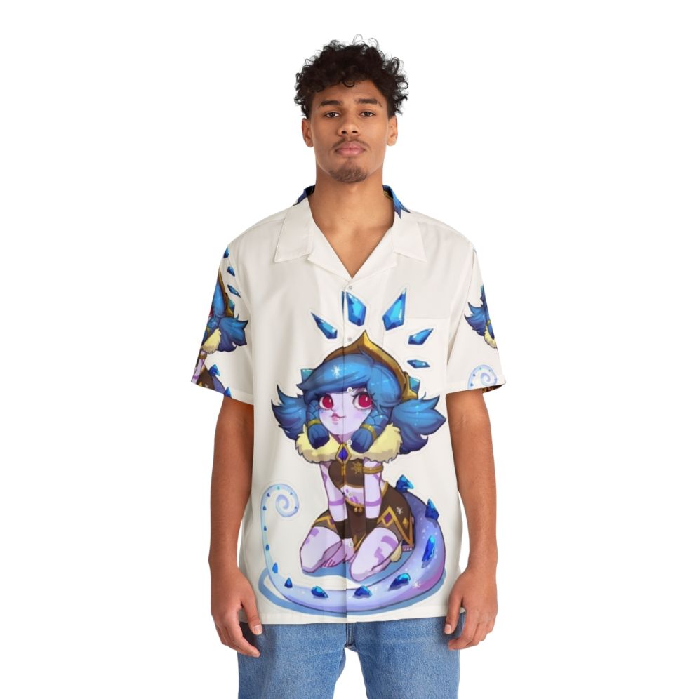 Adorable Neeko from League of Legends wearing a Winter Wonderland Hawaiian shirt - People Front