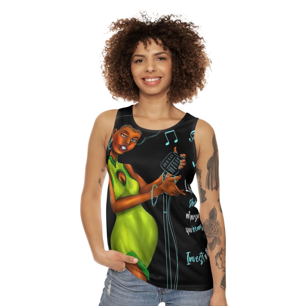 Inspirational unisex tank top with "A Life Of Dreams" quote - women