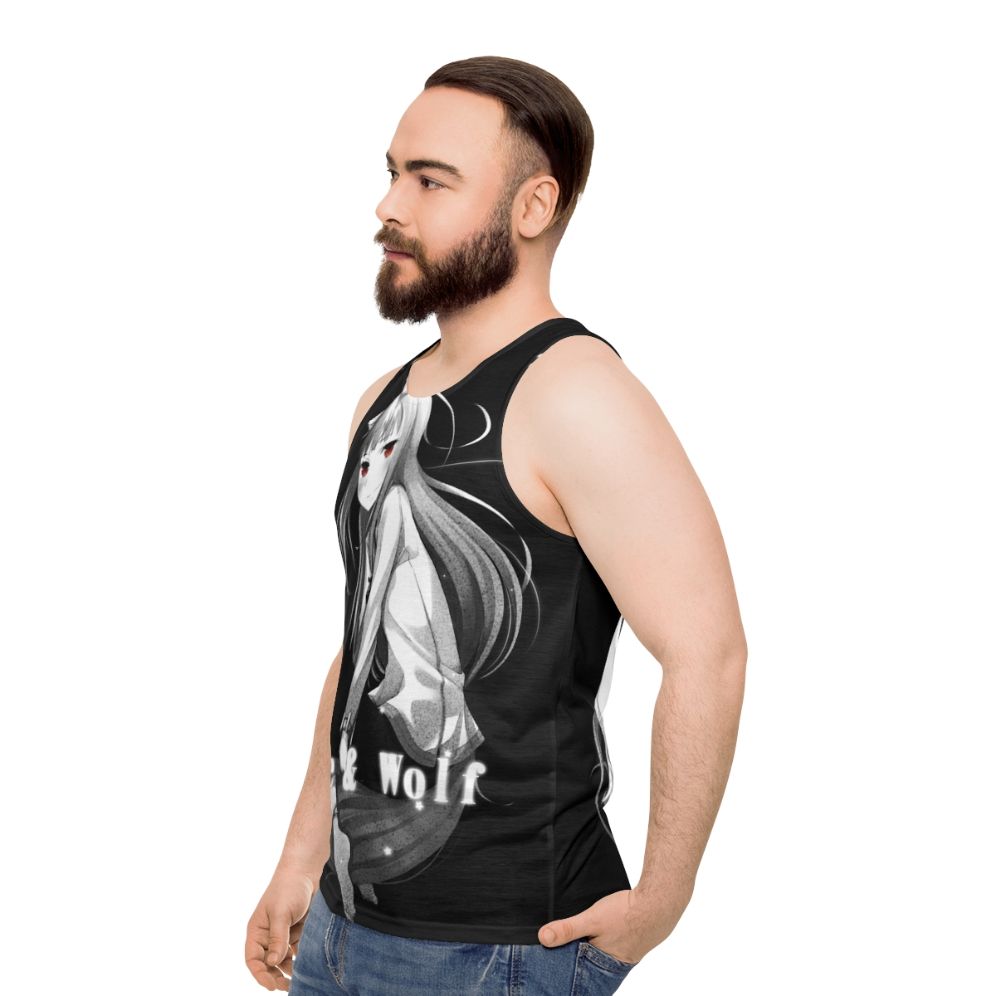 Nuar Night Anime Wolf Unisex Tank Top - men side