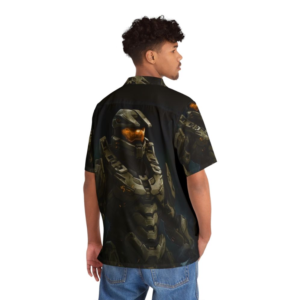 Master Chief Hawaiian Shirt - Halo Inspired Gaming Apparel - People Back