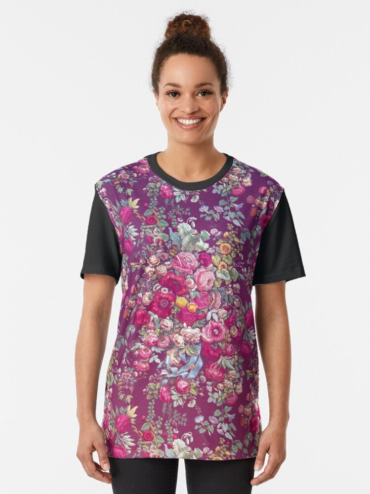 Bouquety retro floral graphic t-shirt featuring a colorful bouquet design - Women