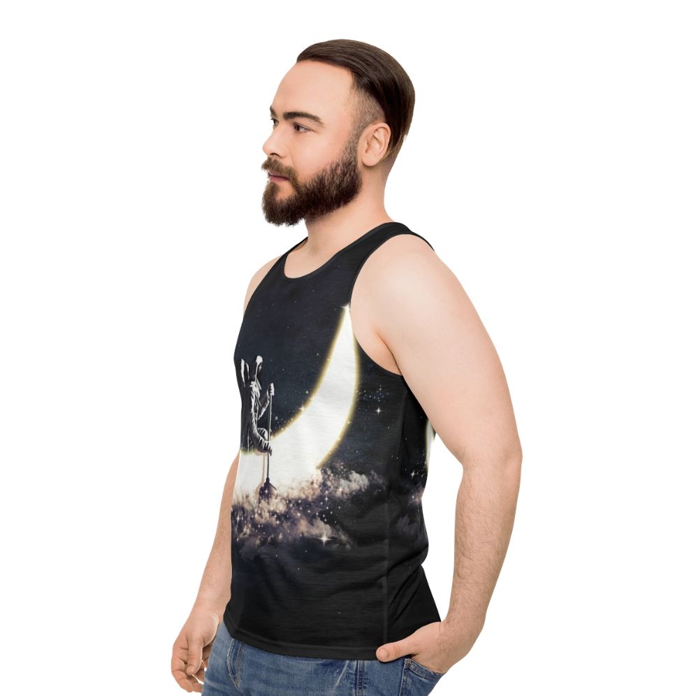 Cosmic moon sailing unisex tank top - men side