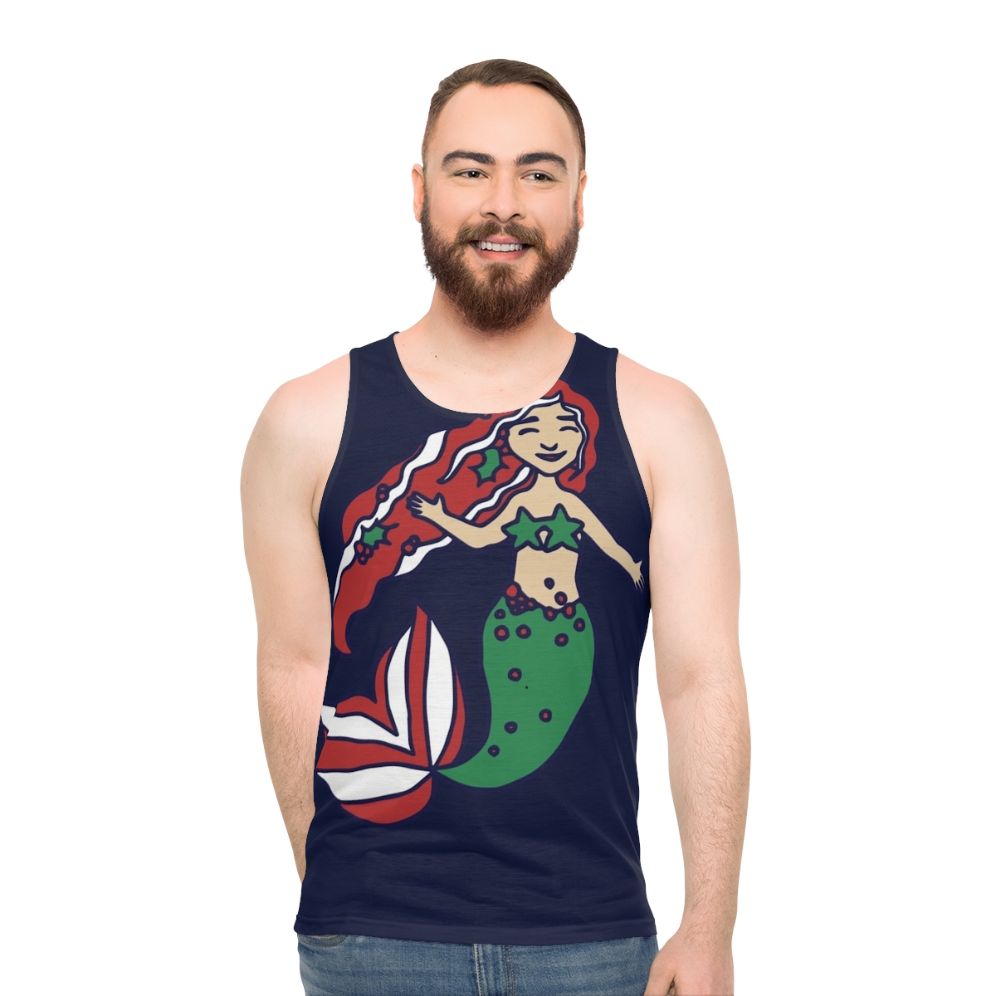 Christmas mermaid unisex tank top - men