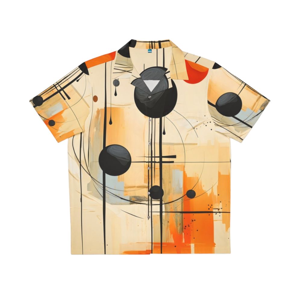 Autumn Abstract Neutral Hawaiian Shirt featuring modern art design