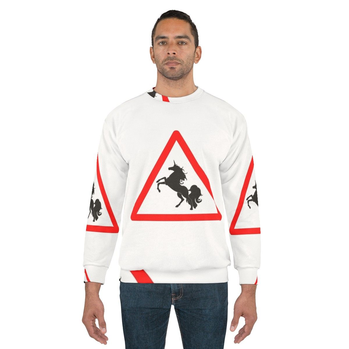 Legendary animals sweatshirt featuring unicorn and dragon designs - men