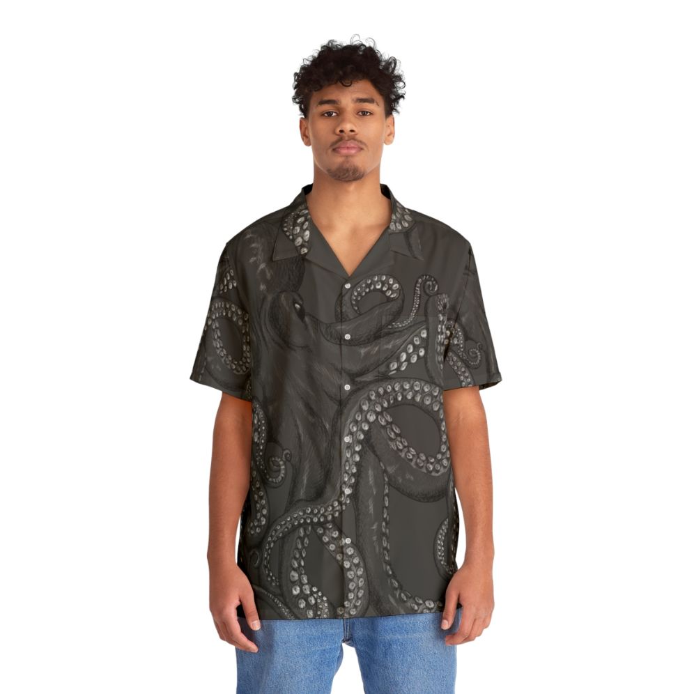 Realistic octopus two tone Hawaiian shirt - People Front