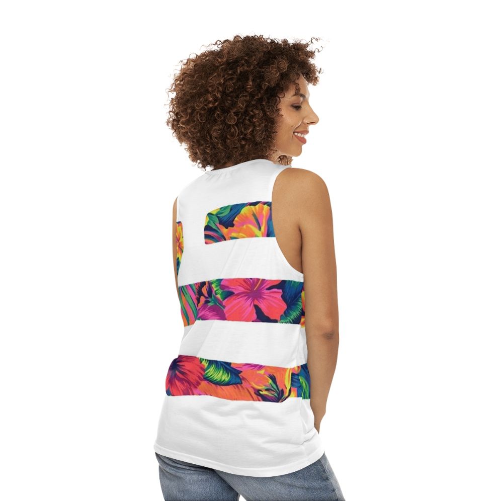 Unisex tank top with minimalist design for music fans - women back