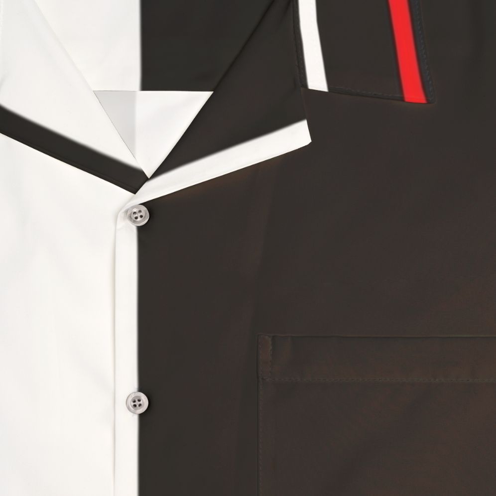 Mono Hawaiian shirt with a geometric, minimalist design inspired by anime and video games - Detail