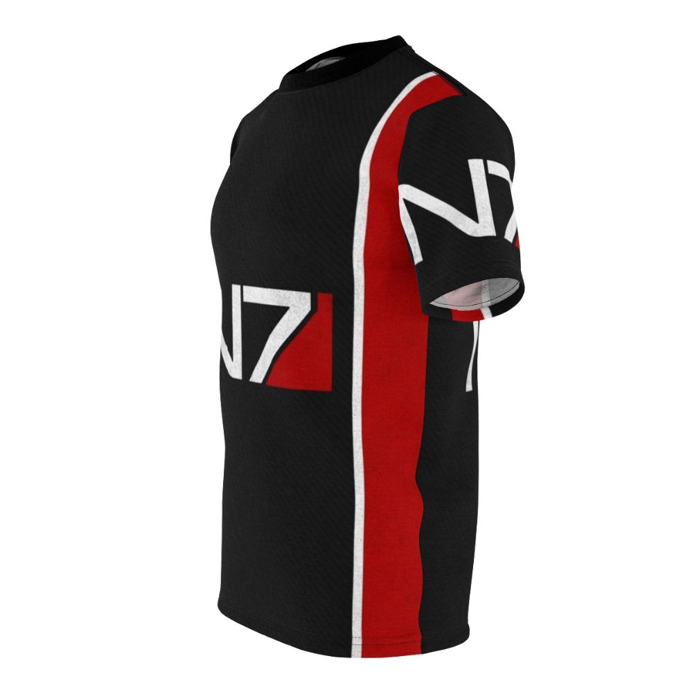 Mass Effect inspired t-shirt with N7 logo and futuristic design - men left