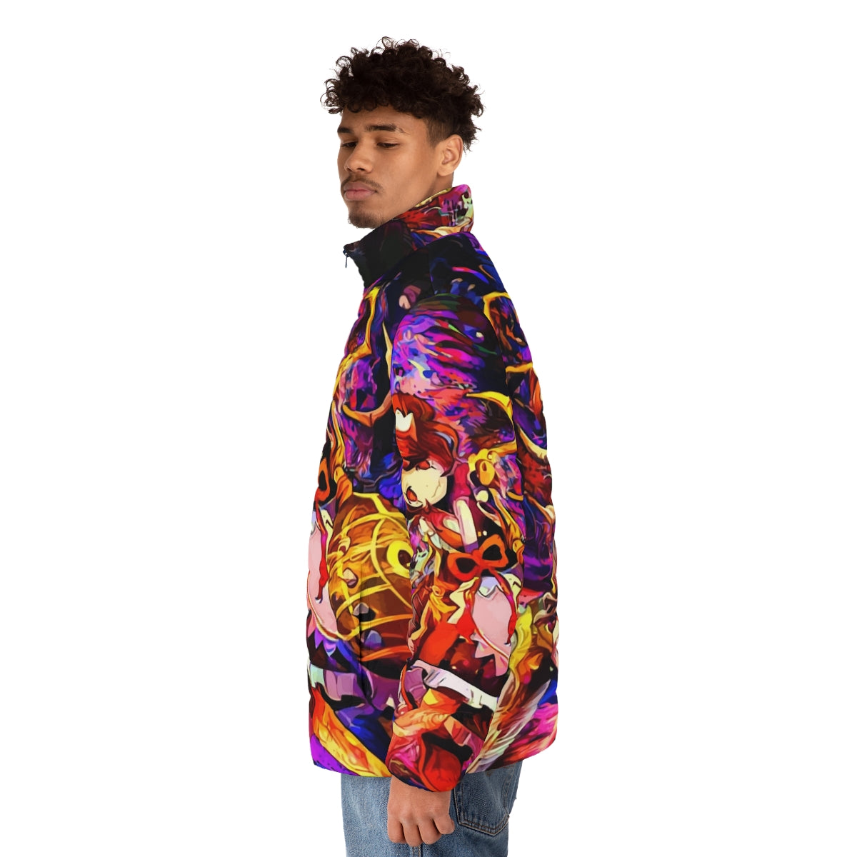 Puffer jacket featuring an insect-inspired design, perfect for fans of the anime series Overlord - men side left