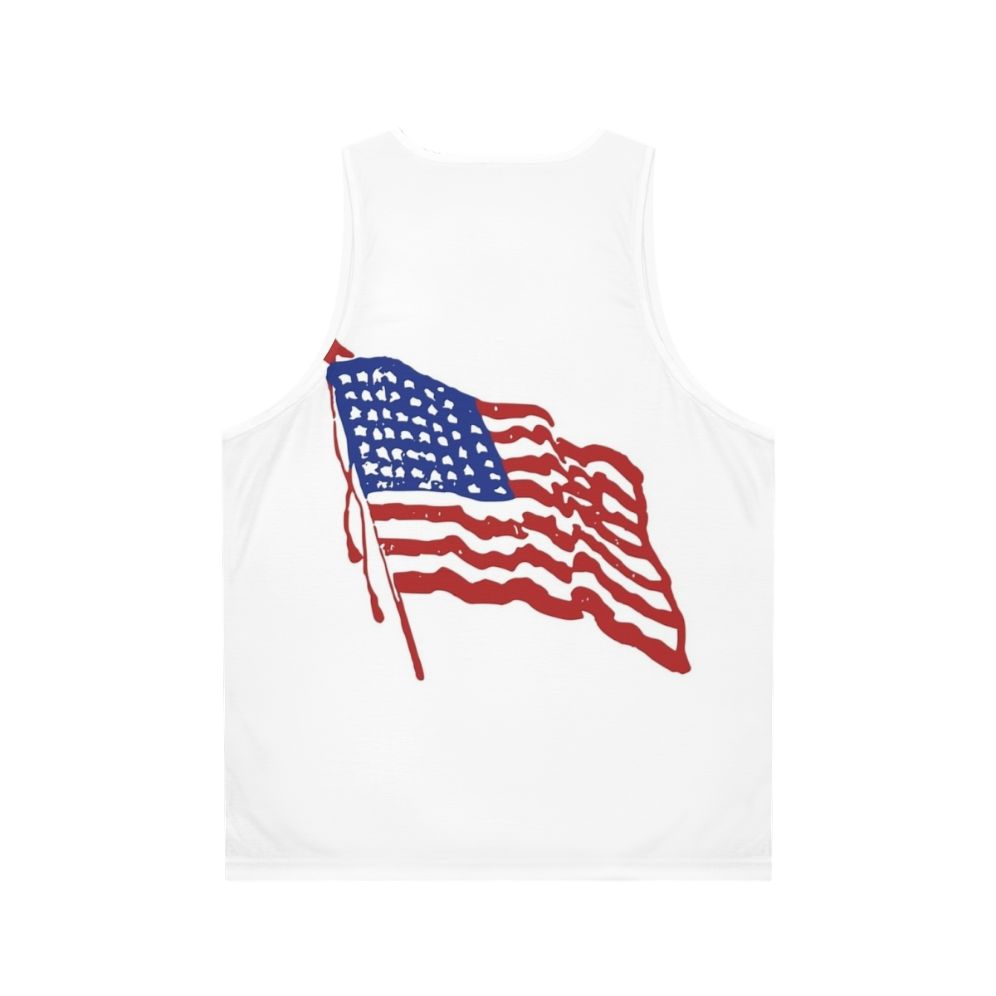 Unisex tank top with waving American flag design - Back