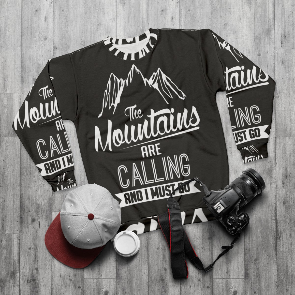 Mountains Calling Skiing Sweatshirt - flat lay