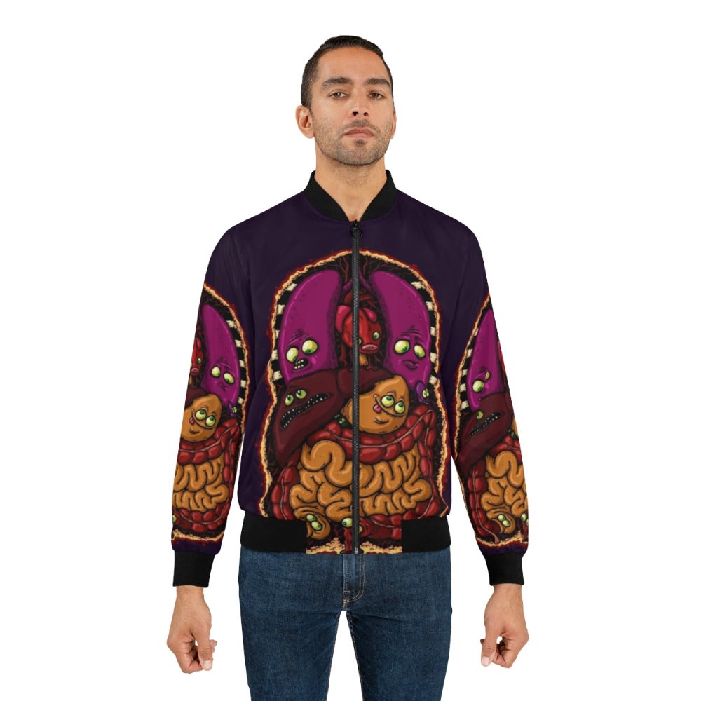 Organ Story Anatomy Bomber Jacket featuring graphic design of internal human organs - Lifestyle