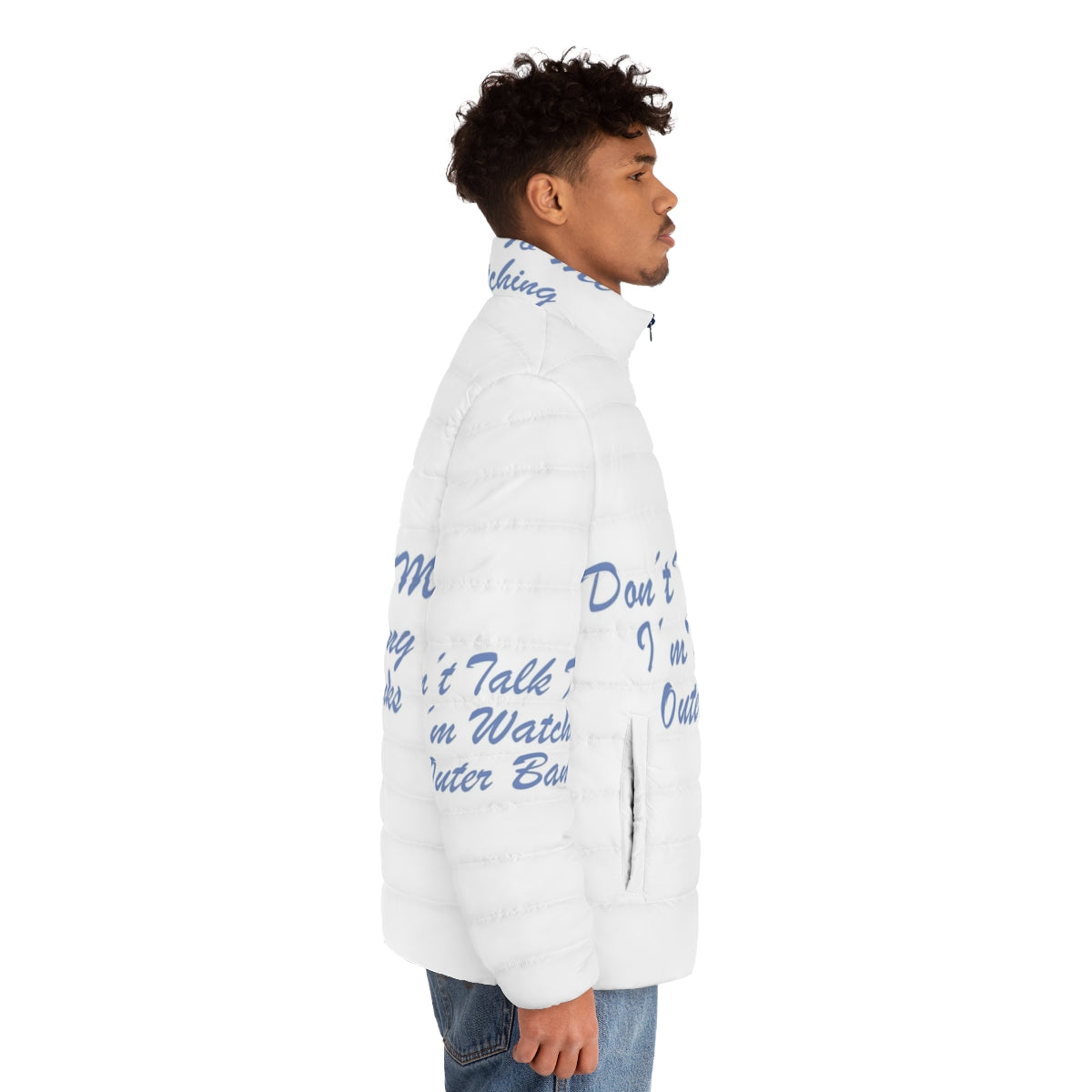 Outer Banks Puffer Jacket featuring the show's logo and characters - men side right