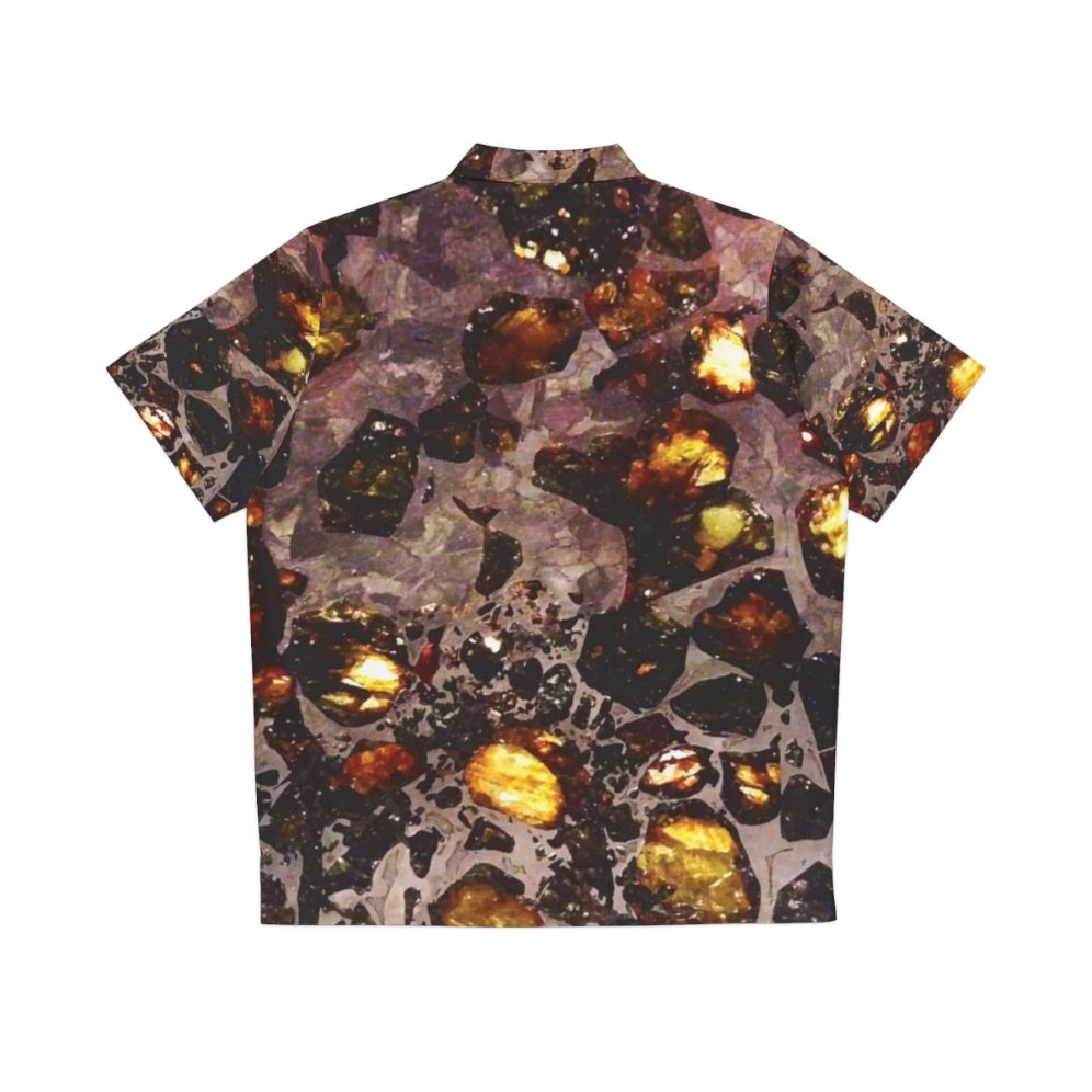 Space rocks pallasite Hawaiian shirt with astronomy and geology patterns - Back