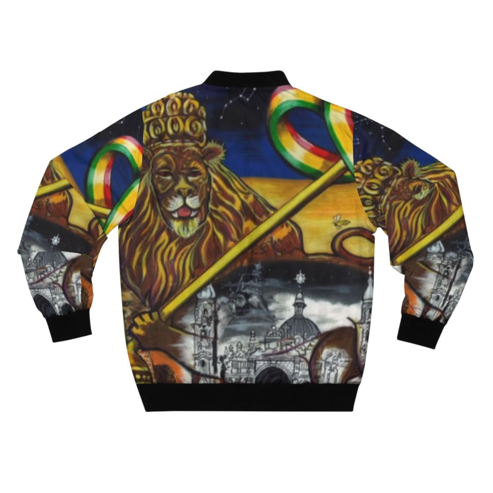 Midnite Zion Rastafarian Bomber Jacket with Lion of Judah Design - Back