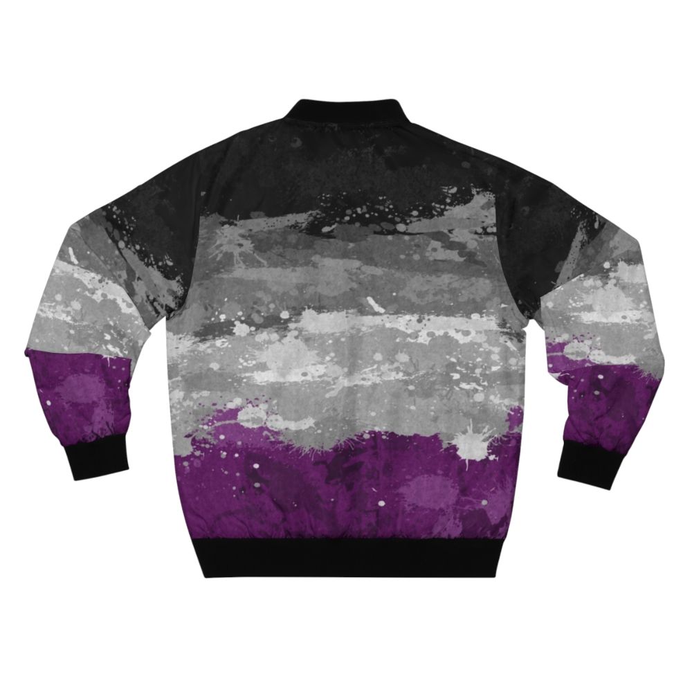 Asexual pride abstract paint splatter pattern bomber jacket - Back