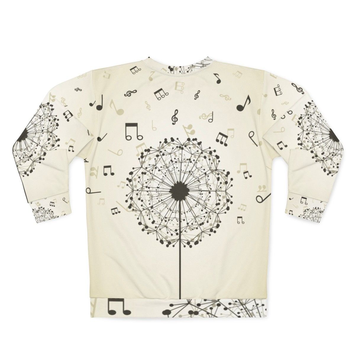 Music-themed sweatshirt with dandelion flower design - Back