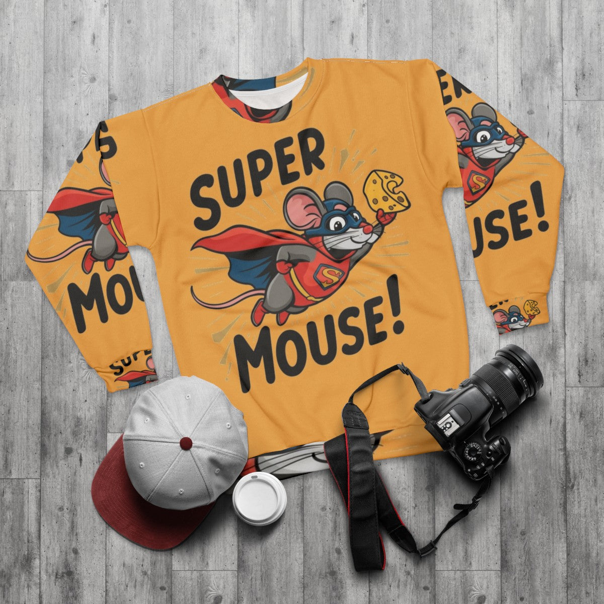 Super Mouse Superhero Graphic Sweatshirt - flat lay