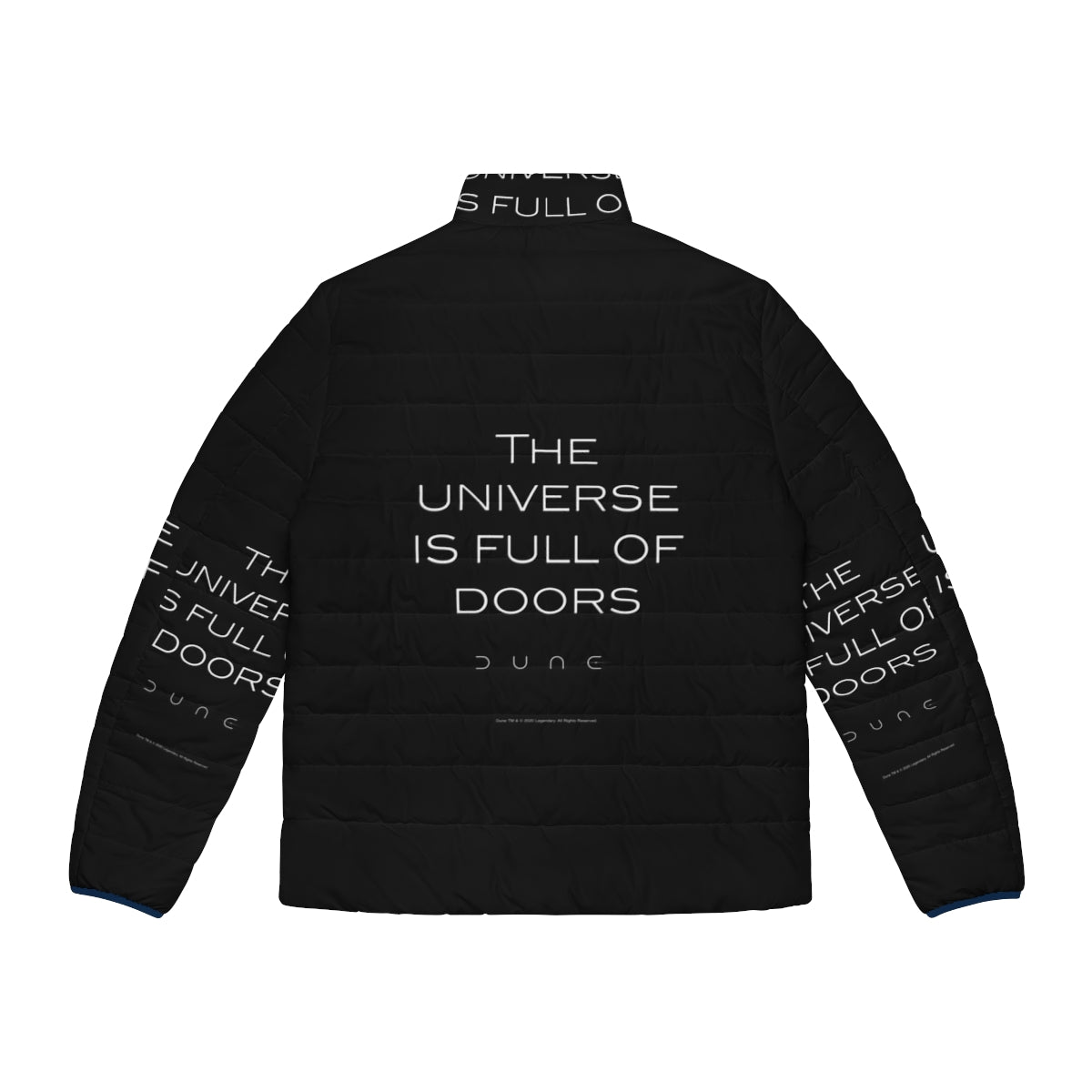 A puffer jacket featuring a cosmic space design inspired by the Dune movie - Back