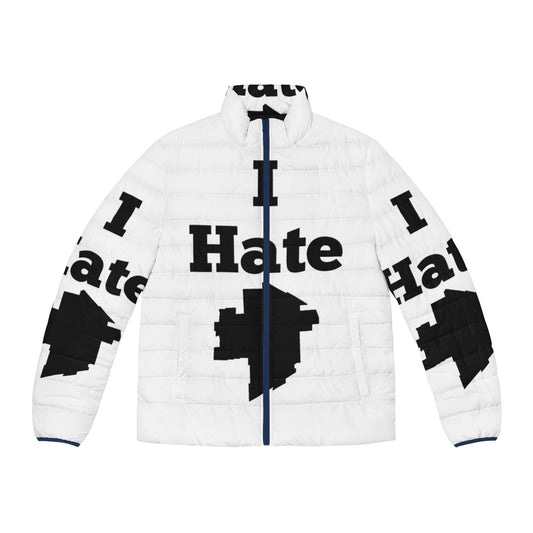 "I Hate Winnipeg" puffer jacket with Manitoba and Weakerthans inspired design