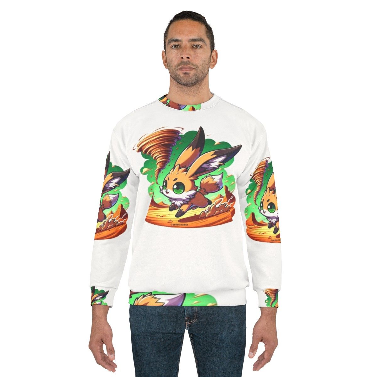 Legendary desert fox and rabbit design on a cozy sweatshirt - men